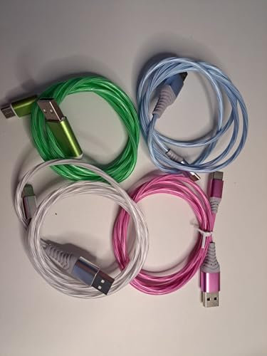 LED USB Type C Charger Cable Fast Charging for iPhone 15, Samsung, Google Pixel, Huawei, Xiaomi, Sony, Xperia, Switch (pink)