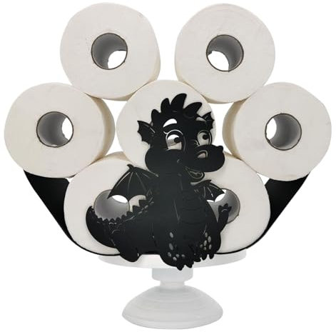 Lustiger Tier-Toilettenpapierhalter-Ständer, Toilettenpapierhalter aus schwarzem Metall, freistehender Design-Papierhalter, niedliche Dekoration für Badezimmer, Büro, Haus (Drache)