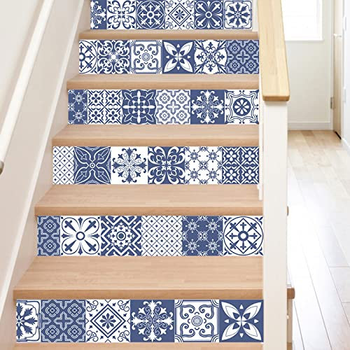 Selbstklebende Fliesenaufkleber Fliesenaufkleber, Blau, Weiß, Barock, zum Aufkleben auf Fliesen, PVC-Fliesenaufkleber für die Küche, hitzebeständig, wasserfest, Selbstklebende Wandfliesen, abziehen u