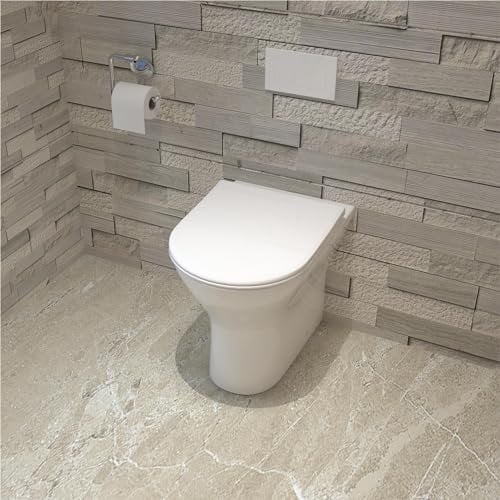 MYB Bathroom Round Back to Wall Toilet Slim Soft Close Seat (PP) Pan BTW WC
