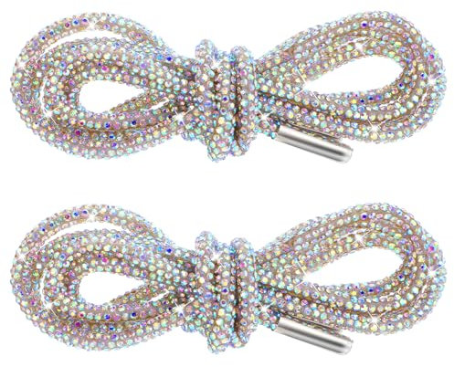 2 Stück Glitzer Schnürsenkel, glitzer schnürsenkel strass Schnürsenkel Glitzer Strass Glitzer Schnürsenkel Silber Runde Kristall Schuhbänder Für Stiefel, Tennisschuhe, Laufschuhe (bunt)