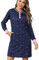 Jahetuul Chemise de Nuit Femme Coton avec Bouton Vêtements de Nuit Femme avec Poches Robe Chemise à Manches Longue Femme avec Motif Étoilé Nuisette Femme Coton avec Poches Tee Shirt Nuit Femme