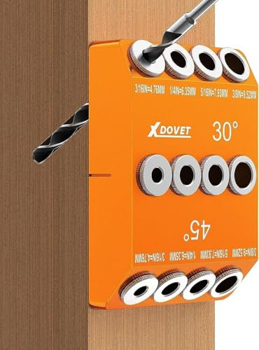 XDOVET 30 45 90 Grad Winkel 4 Größen Bohrschablone für gewinkelte Löcher/gerade Löcher, Bohrschablone für Kabelgeländer Lag Schraube Holzpfosten, langlebige Aluminiumlegierung Bohrschablone