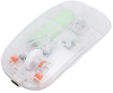 PUSOKEI Souris Transparente, Souris de Jeu avec Récepteur USB 2,4 G, Rechargeable, 800 1200 1600 DPI, Souris D'ordinateur DPI Réglable pour Les Jeux et L'esport (Blanc Transparent)