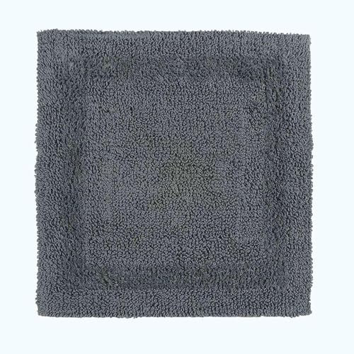 HOMESCAPES Tapis de Douche en Coton, Tapis de Sortie de Douche 50x50 cm, Tapis de Bain Gris