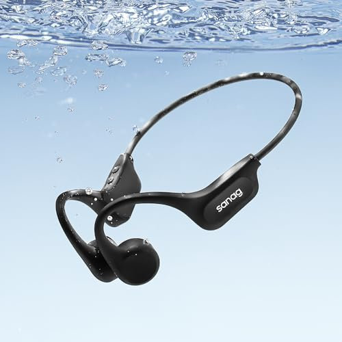 SANAG B60SPROMAX Auriculares Conduccion Osea, Acuaticos para Natacion Bluetooth 5.3 Built-in 64GB Integrada IPX8 Impermeables y Resistentes al Sudor, with Mic 10H Playtime for Gym Running Cycling