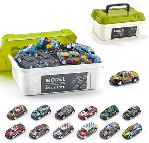 Die Cast Race Car Model Kit - Race Car Models with Storage Box, Alloy Race Car Toys with Storage Box | Perfect Favors for Kids, Great for Home, Park, School, and Outdoor Playtime Ad