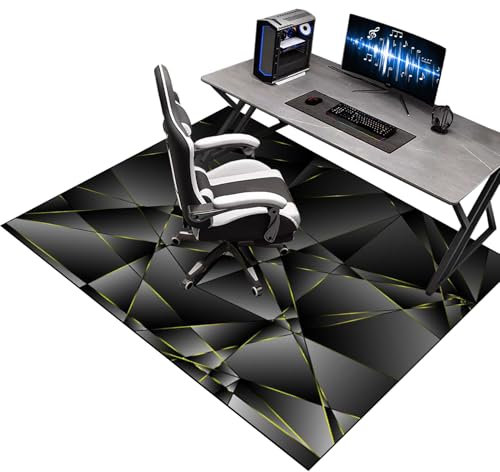 KQIEJUY 90 x 120 cm Bodenschutzmatte Bürostuhl für Hartböden, Gaming Teppich Stuhlunterlage, Bodenmatte für Rollstühle, Gaming Stuhlmatten, Unterlage Schreibtischstuhl, Schwarz Mehrzweck-Stuhlteppich