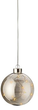 LED Weihnachts Kugel zum Hängen im 2er Set - 10 cm - Deko Kugel warm weiß beleuchtet Batterie betrieben - Hängedeko Weihnachten Advent