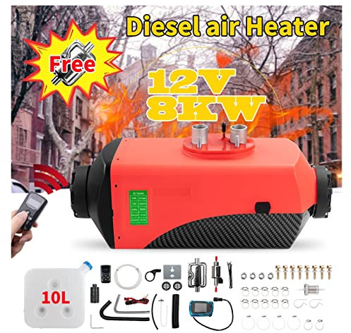 Chauffage diesel 2/5 / 8KW 12V Chauffe-air 10L Tank W lcd Thermostat de la télécommande Thermostat Thermostat Camping-car Rv 12v for bus camion Maximiser l’efficacité énergétique(Brown)