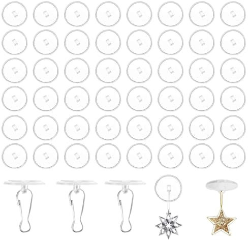 MOLZINY 50 Piezas Ganchos de Techo Adhesivos Transparentes con Clips para Banderas Autoadhesivos Transparentes Mini Ganchos Autoadhesivos para Baño Dormitorio Cocina Pared Puerta Techo Decoraciones