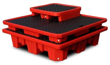 KUANGGE Plataforma antiderrames Industrial, Bandeja antiderrames Modular con Rejilla Superior Plana, tarima de plástico antifugas, 17 tamaños (130 x 130 x 30 cm)