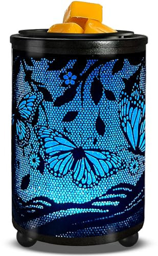 Layove Quemador eléctrico de cera para derretir cera PTC, placa de calefacción con luz LED cambiante de 7 colores para el hogar, oficina, regalos y decoración (mariposa)