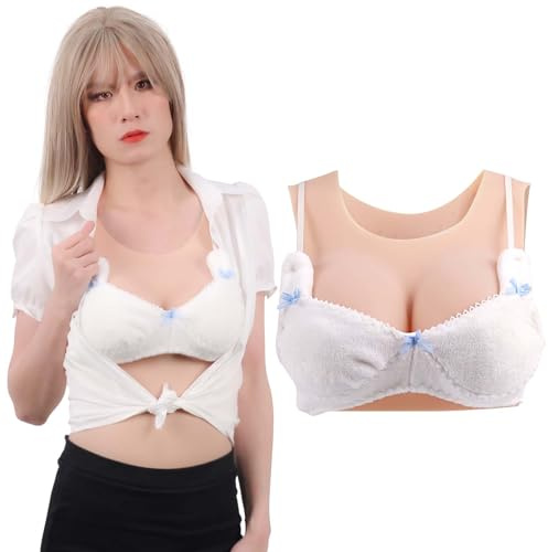 Funxzior Realistische Silikon Brustformen für Crossdressing Westen-Stil Brustplatte Transgender Rund Falsche Brustfür Mastektomie Prothese AA Körbchen Größe M Boobs Füllung aus Gel, Helle Haut