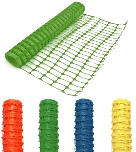 Heavy Duty Barrier Fencing Mesh 1m x 50m - Plastic Temporary Safety Fence for Construction, Work Sites, Garden, Pet Barriers, and Events in Orange, Green, Blue (Green)