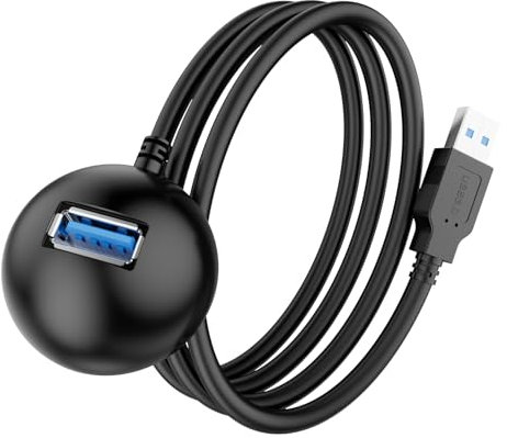 LUKFOCAB 10FT USB 3.0 Extension Cable with Pedestal, 5Gbps USB 3.0 Type-A Male to Female Extension Stand for Desktop, Flash Drive, Card Reader, Keyboard, Mouse, Webcam, Etc