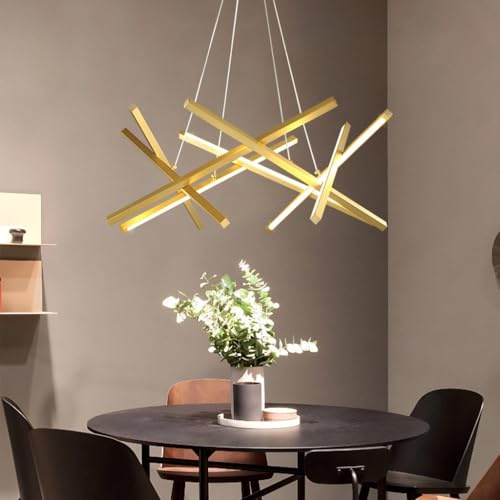 YUPIN Moderne 8-flammig Hängeleuchte DIY Metall Kronleuchter in Schwarz Gold Elegante Esstisch Pendelleuchte mit 3 Farben Höhenverstellbar Hängelampe für Wohnzimmer Esszimmer Schlafzimmer(Gold)