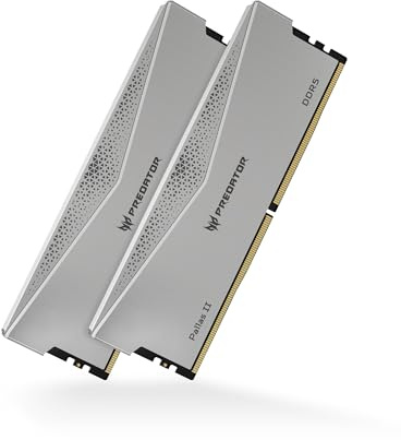 Acer Predator Pallas II DDR5 Heatsink U-DIMM 6000Mhz 48GB (24GB*2) CL28 - für Intel XMP 3.0 & AMD Expo - Computer Gaming Arbeitsspeicher - Silber