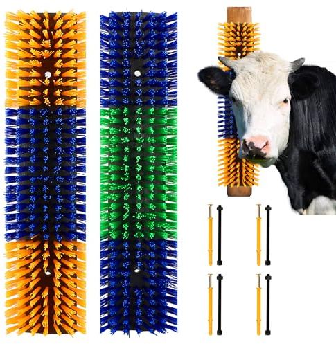 DiDiBirDi Vieh Kratzbürste 2 Pcs Massagebürsten-Set Tier-Rückenkratzbürste,Kratzbürste Für Nutztiere Halbrunde Kratzbürste für Rinder Schafe Pferde 8 Schrauben