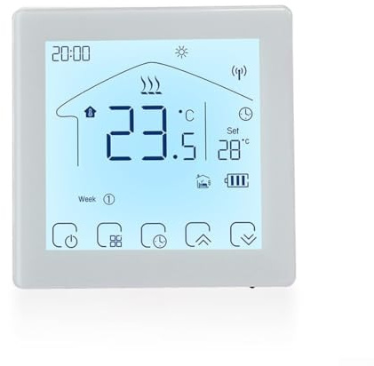 Thermostat intelligent WiFi, thermostat d'ambiance numérique, contrôleur de température mural, pour chaudière électrique de chauffage au sol (GC-blanc)