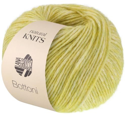 LANA GROSSA Bottoni | Baumwoll-Viskosegemisch mit Merinofasern | Handstrickgarn aus 53% Baumwolle, 24% Viskose & 23% Schurwolle | 50g Wolle zum Stricken & Häkeln | 125m Garn FB 19