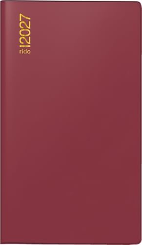 rido/idé 7040302297 Taschenkalender Mod. TM 12 2027 A6, Kunststoff, bordeaux