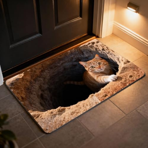 3D Rugs Illusion Rug Optical Visual Doormat Endless Abyss Pattern HD Printed Non-Slip Door Mat, Optical Illusion Rug, Bottomless Hole Area Rugs, Abyss Carpet for Floor Door Mats Indoor, Ground Crack