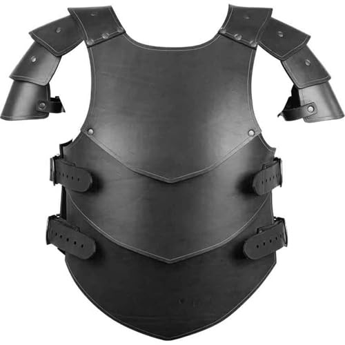 Mittelalterlicher Brustpanzer aus PU-Leder, verstellbar, Wikinger-Rüstung für Herren, Renaissance-Cosplay-Ritter-Brustpanzer für Halloween, Mottoparty, Schwarz