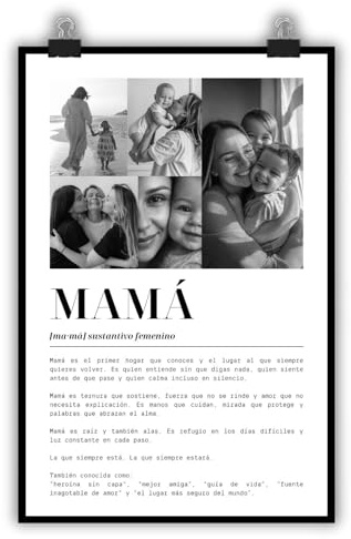 latostadora Poster Mamá Con Fotos Personalizadas - Cuadro Personalizado Con Foto Madre - Cuadro Mamá - Regalos Dia de la Madre