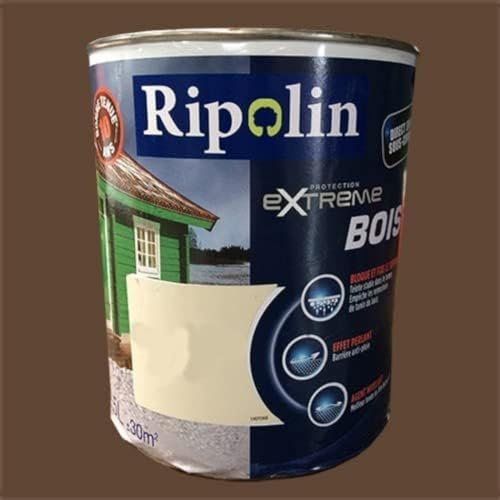 RIPOLIN - Peinture pour Bois Intérieur/Extérieur - Sans Sous-couche Ultra-couvrant - Résiste aux Intempéries, UV et Chocs - Protège et Magnifie - Lessivable - Satin - 0,5L - Chataignier