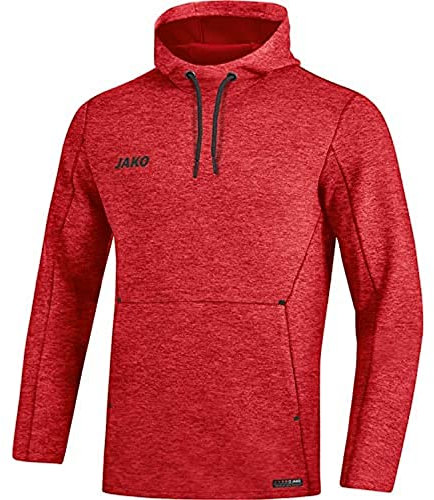 JAKO Herren Kapuzensweatshirt Premium Basics, Rot-Meliert, M