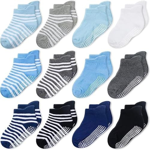 CozyWay Baby Non Slip Socks Baby Socks Toddler Socks With Grips Ankle for Infants Kids Little Girls Boys 3-5 Years