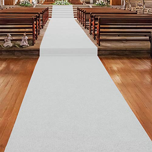 Floordirekt Gangläufer 100 x 1000 cm, Weiss 110 - Hochzeitsläufer - Hochzeitsteppich - Premium Teppichläufer - Messeteppich - VIP Eventteppich - Schwer entflammbar