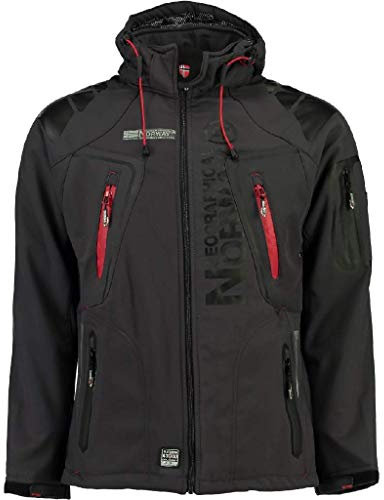 Geographical Norway Techno Softshelljacke Herren Kapuze abnehmbar, Dunkelgrau, 3XL
