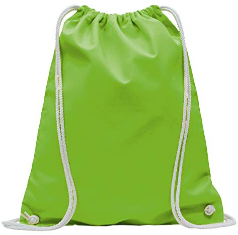 MyShirt 10er Pack Baumwoll Turnbeutel 38 x 46cm unbedruckt mit Kordelzug - 19 Farben - Jutebeutel Oeko-TEX® geprüft Gym Sack zum bemalen, Farbe:hellgrün