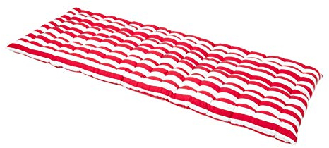 Homescapes gestreifte Bankauflage, rot, Sitzkissen für Bänke und Gartenbänke mit Bezug aus 100% Baumwolle, 3-Sitzer Polsteauflage für Gartenmöbel, 143 x 48 cm, breite Streifen