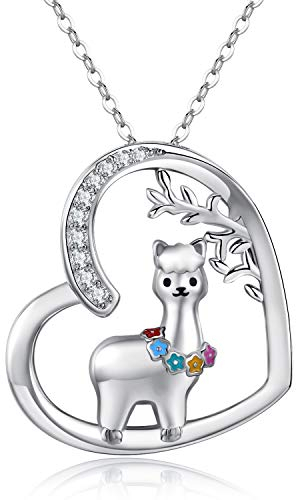CHENGHONG Alpaka Halskette 925 Sterling Silber Lama Kette Lächeln Alpaka Anhänger Mutter Baby Schaf Halskette Baum des Lebens Schmuck Geschenk für Mutter Tochter…