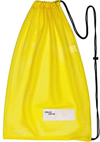 aqua zone Sporttasche mit Kordelzug für Schwimmen, Strand, Tauchen, Reisen, Gymnastikball - Gelb -