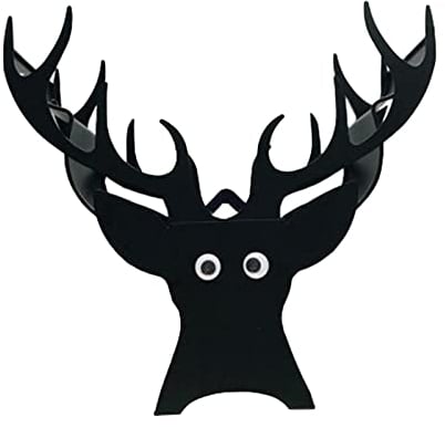 Fenteer Toilettenpapierhalter Schaf, Metall Klopapier Aufbewahrung, Schwarz Klopapierständer Toilettenpapier Aufbewahrung, Klopapierhalter Stehend (Hirsch)