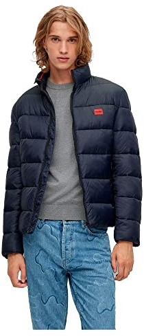 HUGO Mens Balto2241 Slim-fit Puffer Jacket with red Logo Label