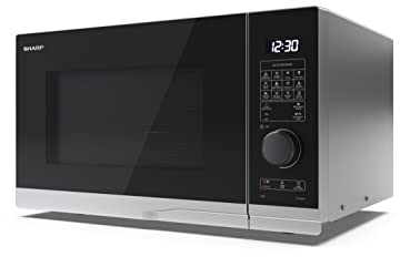 SHARP YC-PG284AU-S 28 Litre 900W Digital Microwave with 1000W Grill, 10 power levels, ECO Mode, defrost function, LED cavity light - Silver