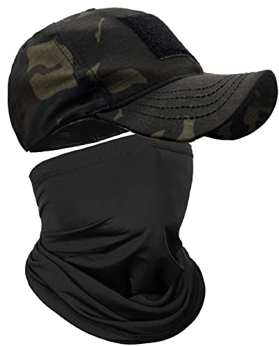 Jarseila Herren Camo Baseball Cap mit Gesichtsmasken, Military Cap Baseballmütze Herren Baumwoll Army Cap Cotton Military Kappe Basecap, Camouflage schwarz