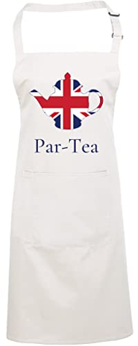 Par-Tea Party Teapot Queens Platinum Jubilee - Apron - Chef Cook Baker - 2022 Party Celebration Queen Elizabeth One size white