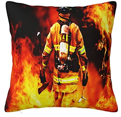Kissenbezüge Feuerwehr Feuerwehrmann Feuerwehr sucht Dekokissen Kissenhülle für Sofa Büro Gartenbett Couch Auto Terrasse Kissen Kissenbezug 45x45cm