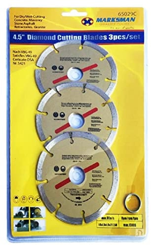 NTI 3 x MARKSMAN 4.5” Diamond Cutting 115mm Blades Disc Cutter | DIY Angle Grinder Brick Concrete Stone Cement Granite Asphalt Masonry Power & Hand Tools Dry Wet Set UK FREE P&P