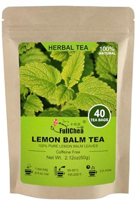 FullChea - Lemon Balm Tea Bags, 40 Count, Natural lemon balm leaves