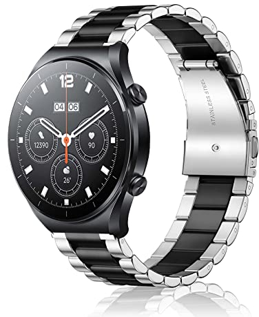 ToVioc 22mm Correa Compatible con Xiaomi Redmi Watch 5 Active/Watch 5 Lite/Watch 2/S3/2 Pro/S2, Correa de Reloj de Metal de Acero Inoxidable para Amazfit Balance/Bip 5/Pop 3S/ Cheetah - Negro Plata