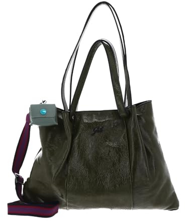 Gabs Leder Schultertasche Umhängetasche Sashi Naplak Black Shoulderbag Verde Oliva olivgrün