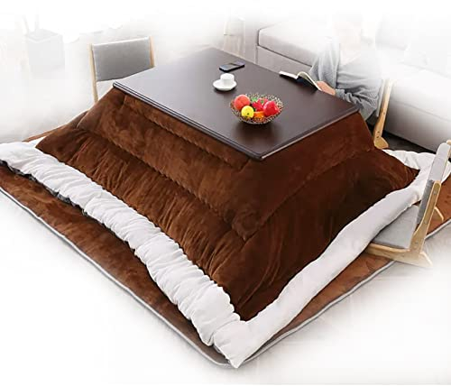 UVCMDUI Kotatsu Tisch 5er Set, Japanischer Tisch Tischheizung mit Warme Decken und Matratze, Teetisch Kotatsu Table, Schreibtisch Heizung Tatami Effizient & Energiesparend,120x80x45cm