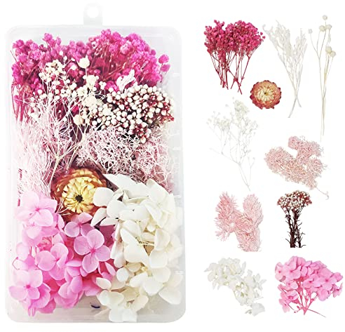 Fiori Secchi per Resina Fiori Secchi Decorativi Fiori Secchi per Candele Fiori Secchi per Decorazioni per Resina Epossidica Bouquet Fiori Secchi Artigianato Scrapbooking Decorazioni Floreali (Rosa)